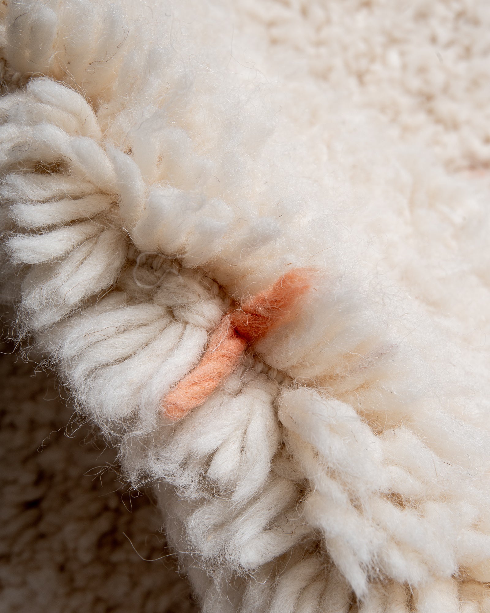 Modern, designer, handcrafted Berber rug from Morocco. Beniourain carpet with beautiful colours and patterns and fluffy wool texture.